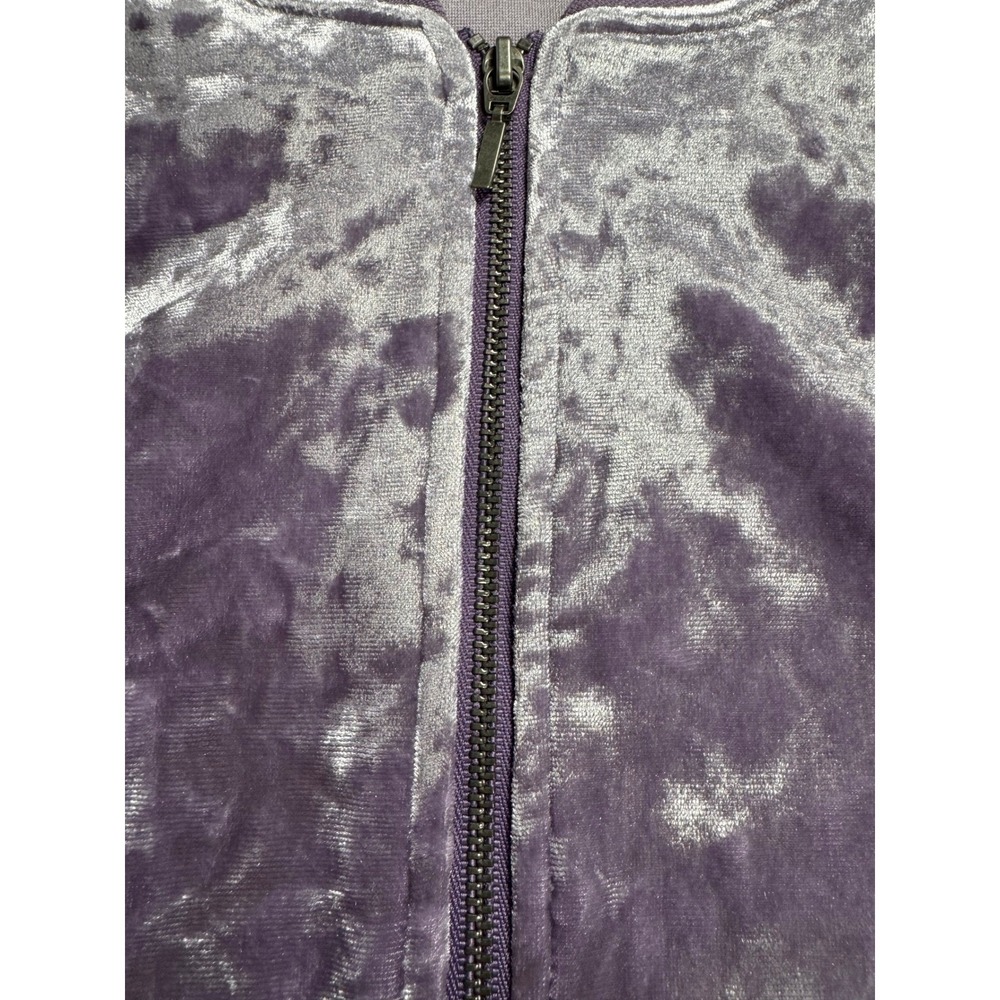 NEW YORK COMPANY Purple Crushed Velvet Bomber Jacket Womens Size Small - Picture 4 of 9
